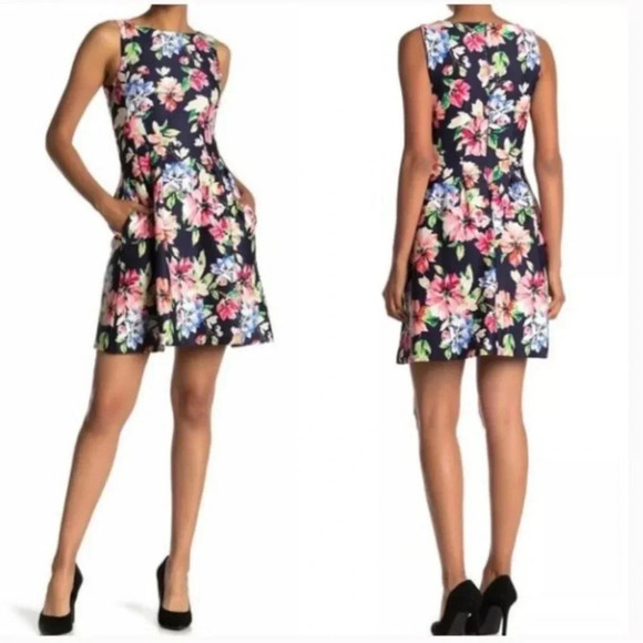 Vince Camuto Sleeveless Floral Fit & Flare Dress - Size 8P - Picture 15 of 15